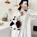 Plush Messenger Bag Women Winter Fashion Shoulder Fluffy Handbag (Brown)