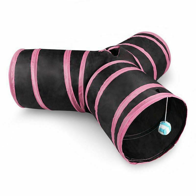 Cat Tunnel 3 Way Collapsible Pet Cat Play Tunnel with Ringing Ball, Spaciou
