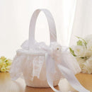 Romantic Wedding Flower Basket Lace Bow Bride Flower Girl Basket Small Size C9G5
