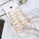 6Pairs/1Set Round Hoop Dangle Geometric Circle Earrings Women Jewelry 3C