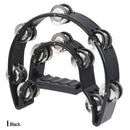 Double Half Moon Tambourine Percussion Drum Plastic Handle Red Metal Jingle B2J1