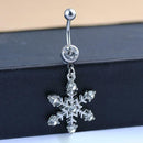 Snowflake Rhinestone Diamante Dangle Navel Belly Button Ring Jewelry Cute