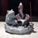 Buddhism Incense Burner Ceramic Stick Cones Holder Smoke Backflow Burner Frog