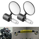 Universal Handle Bar End Round Rear View Side Mirrors 7/8" Black Motorcycle B5L7