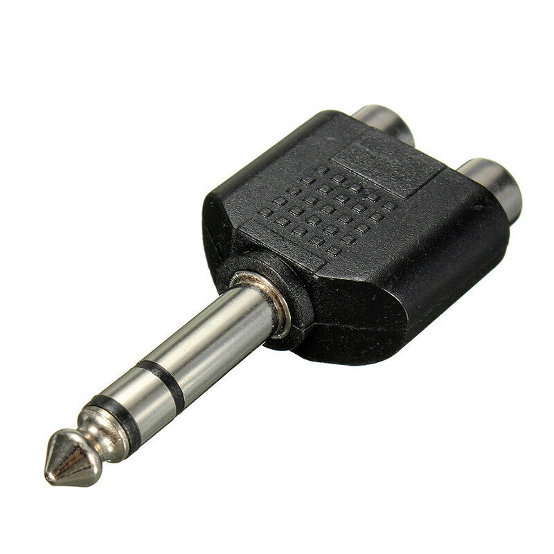 6.35mm 1/4 inch Male Stereo To 2 Dual RCA Female Y Splitter Audio Adapter CoJ4X5