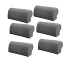 6Pcs Grey Elastic Sofa Armrest Covers Armchair Slipcovers Protector