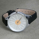 Women Leisure Round Sunflower Pattern Watch Quartz Wristwatch(Black)