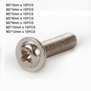 70Pcs M2*3-12mm Flanged Phillips Dome Button Head Machine Screws Kit Ni-plated
