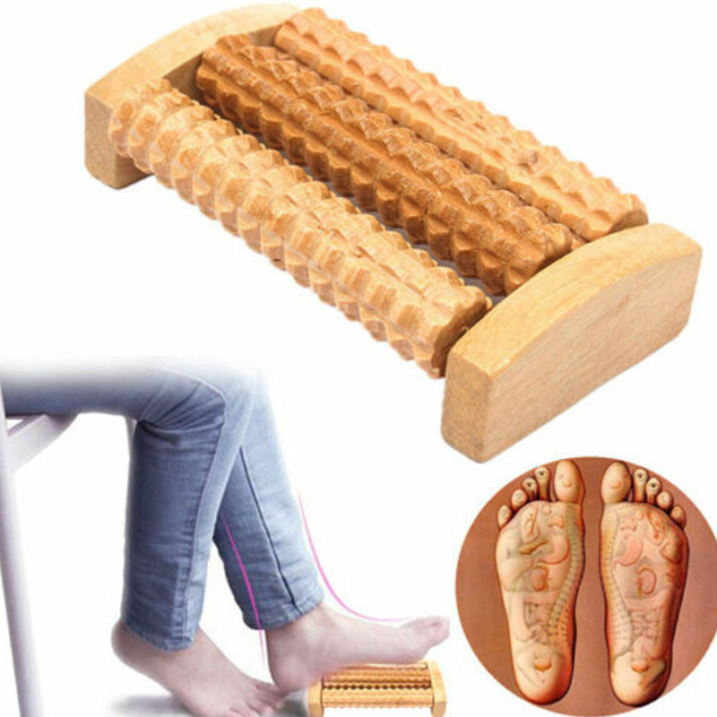 Handheld Wooden Roller Massager Reflexology Hand Foot Back Body Relax IhBX
