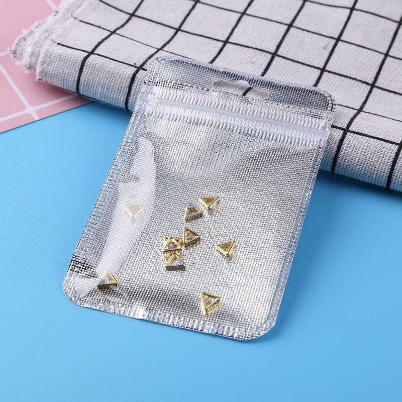 10pcs Hollow Triangle Copper Nail Art Charms Glitter Rhinestones Nail Studs A