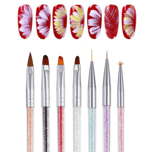7Pcs Acrylic Nail Art Pen Tips UV Builder Gel Painting Brush Manicure Set  ILE