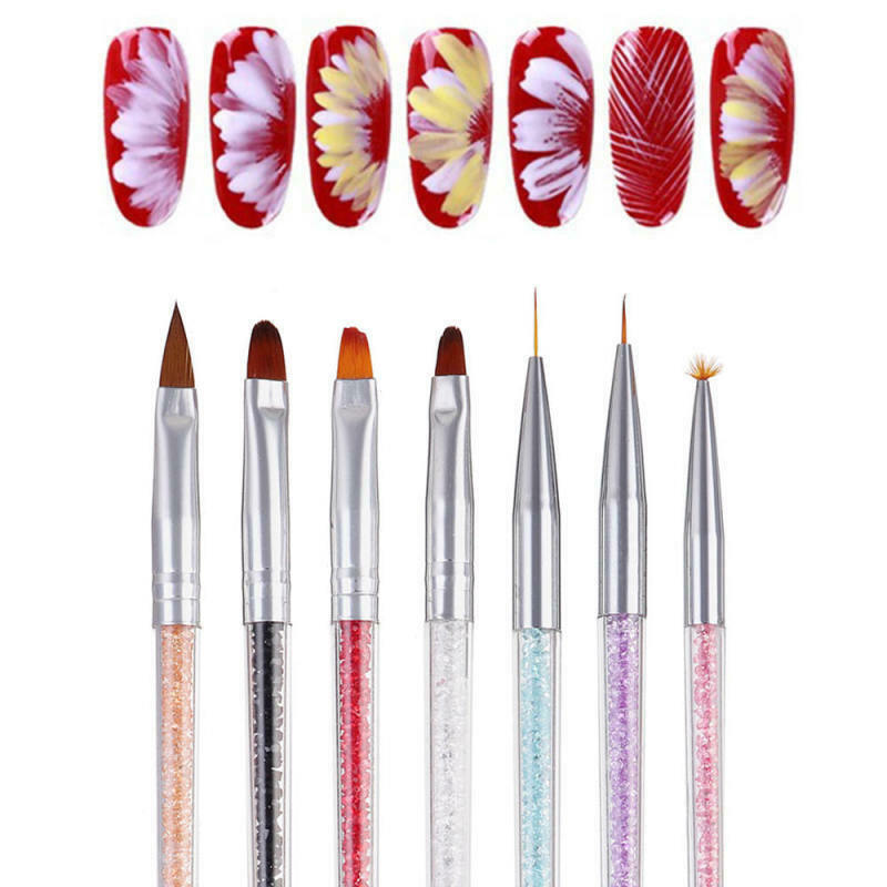 7Pcs Acrylic Nail Art Pen Tips UV Builder Gel Painting Brush Manicure Set  ILE