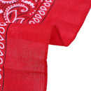 Red bandana scarf with square black white paisley pattern on both sides (Re