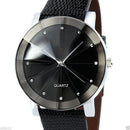 Classic Luxury Men's Leather Strap Crystal Dial Casual Analog Quartz Wrist Watch
