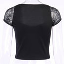 Gothic T-Shirt Streewear Lace Shirt Tight Blouse Crop Top Party Sweatshirt