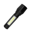 Portable T6 COB LED USB Rechargeable Zoomable Flashlight Torch Lamp Light Campin