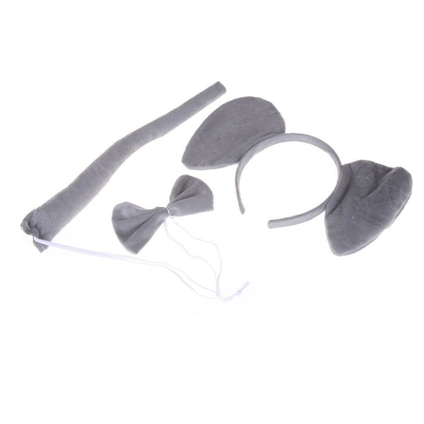3Pce/set Elephant Animal Zoo Headband Ears Bow Tail Fancy Dress For Kids Gift Gw