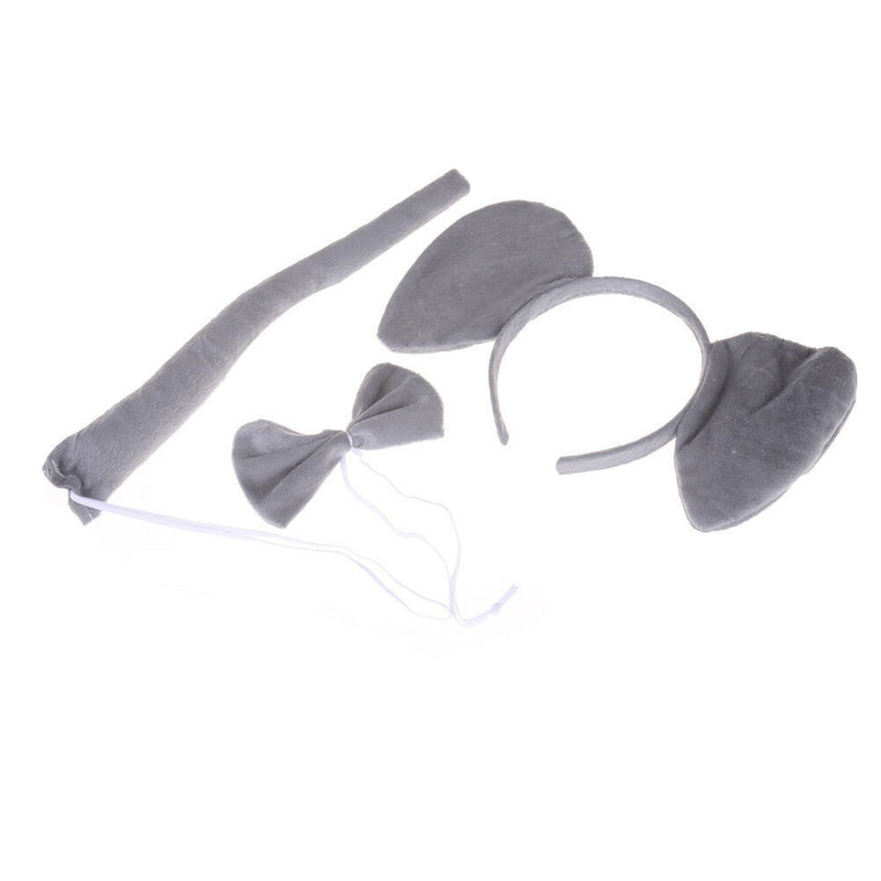3Pce/set Elephant Animal Zoo Headband Ears Bow Tail Fancy Dress For Kids Gift Gw