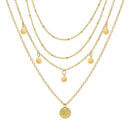 Simple Multi-layer Necklace Women Wafer Pendant Clavicle Chain Jewelry Gift A