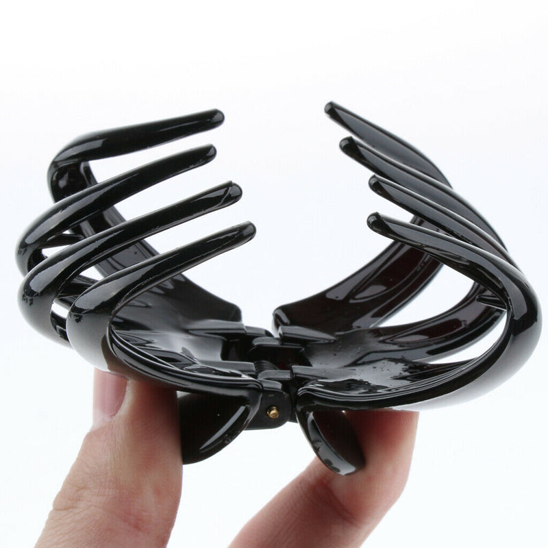 Large Hair Claw for Thick Hair Updo Tool Octopus Jaw Grip Folding Clip Black