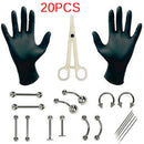 20 PCS/Set 14/16G Body Piercing Kit Needle Belly Eyebrow Nipple Nose Lip Ring SP