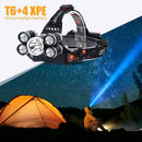 T6+4 XPE 2400LM Fixed Focus Searchlight USB Charging Outdoor 5 LED Headlamp