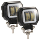 2Pcs 3 Inch 6000K 40W White Fog Light 10-80V Dc Waterproof Square Led Angel