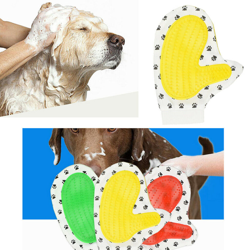 Pet Dog Cleaning Gloves Cat Dogs Bathing Massage Gloves Yellow