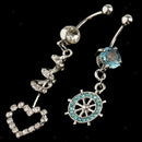 5Pcs Crystal Belly Button Rings Stud for Women Lady Dangle Navel Rings 14g