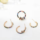 4pcs Multicolor Diamond Earrings Ear Hook Fashion Women Ear Dangle Jewelry