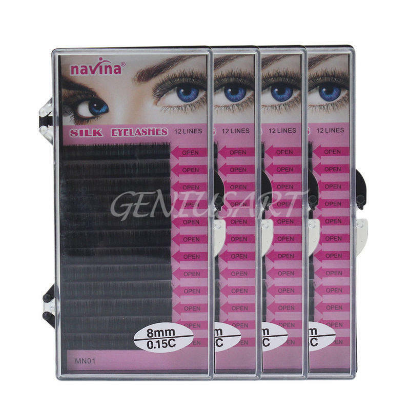 4 Tray False Eyelash Extensions C Curl 8/10/12/14mm Salon Makeup Accessories