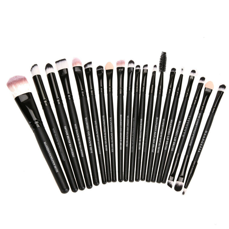20pcs Eye Brushes Set Eyeshadow Foundation Brush Makeup Tools (Black) A