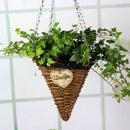 Natural Wicker Hanging Basket Flower Basket Pot Planter Rattan Vase Basket  R1A6