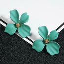 Korean Girls Flower Ear Stud Casual Women Sweet Earrings Jewelry (Green) A