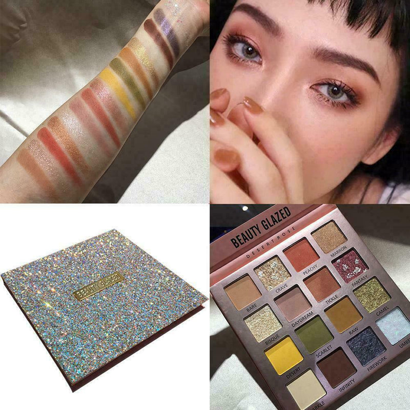 18 Colors Beauty Glazed EyeShadows Palette Matte Glitter 2019 Cosmetic Summ I8Z1