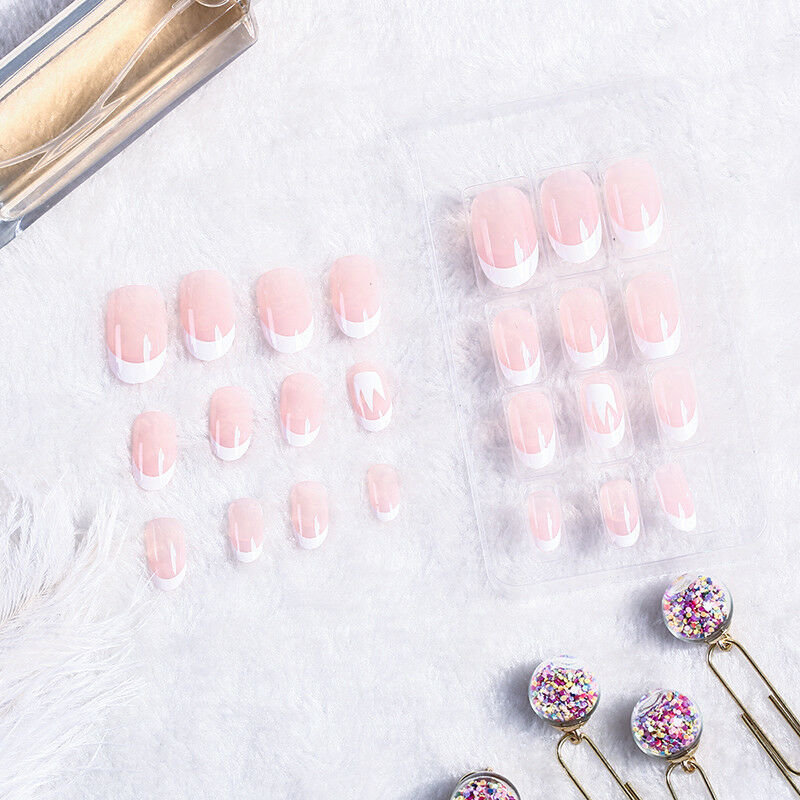 acrylic designer nail tips false french full cover nails art decor finger 24 Nw