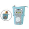 Cute Cat Pencil Case Flexible Pen Bag Zipper Box Makeup Brush Pouch Gray