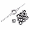11pcs/set Die Wrench Kit Bearing Steel Screw Thread Cutting Straight Flute Tap w