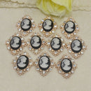10 Pack Rhinestone Buttons Flatback Cabochon Scrapbooking Embellishment