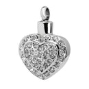 Full Crystal Heart Cremation Pendant Keepsake Ash Holder Necklace Jewelry