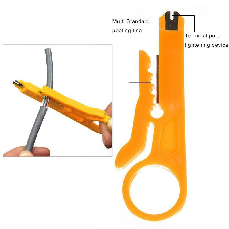 Wire Stripper Crimper Pliers Crimping Tool Cable Stripping Cutter (Yellow)