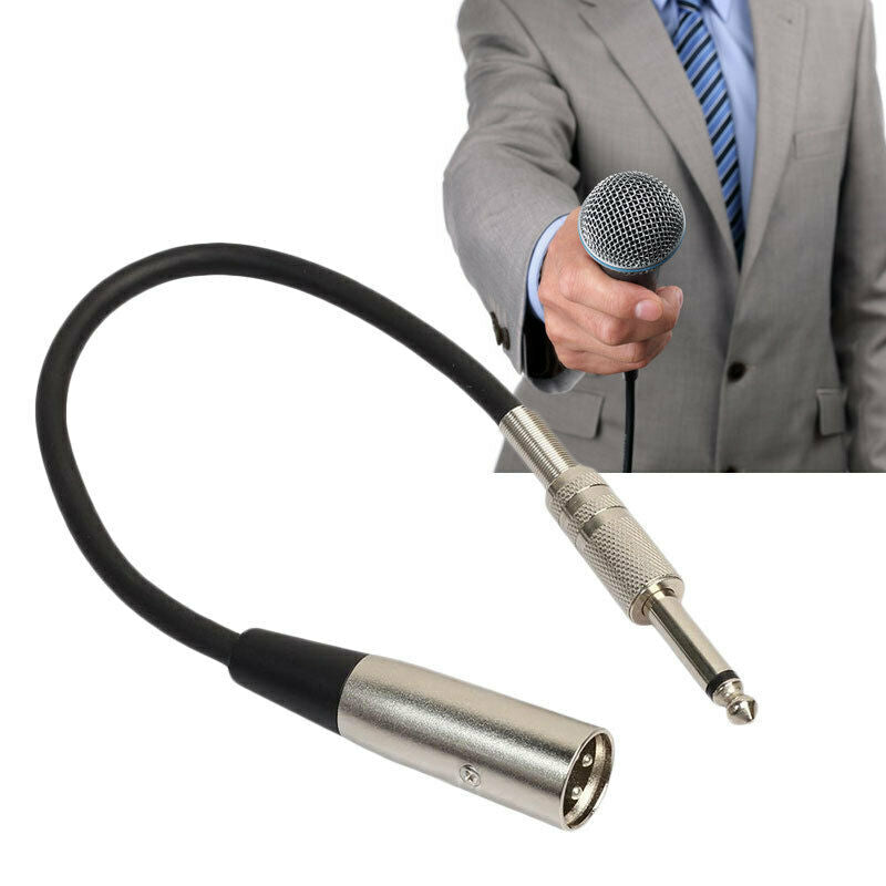 1.2ft 3-Pin XLR Male to 1/4" 6.35mm Male Plug Mono Microphone Adapter Cable