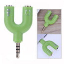 3.5mm Stereo Audio Jack Earphone Headphone 2 Way U Splitter Adapter A