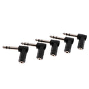 5pc 6.35mm Male Plug to 3.5mm Female Jack MIC Headset Audio Elbows Connector