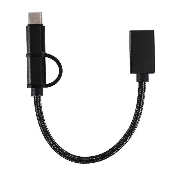 2 in 1 Adapter Cable Type-C Micro USB Fast Charging OTG Braided Cord Universal