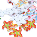50pcs Starfish 2 Holes Wooden Buttons