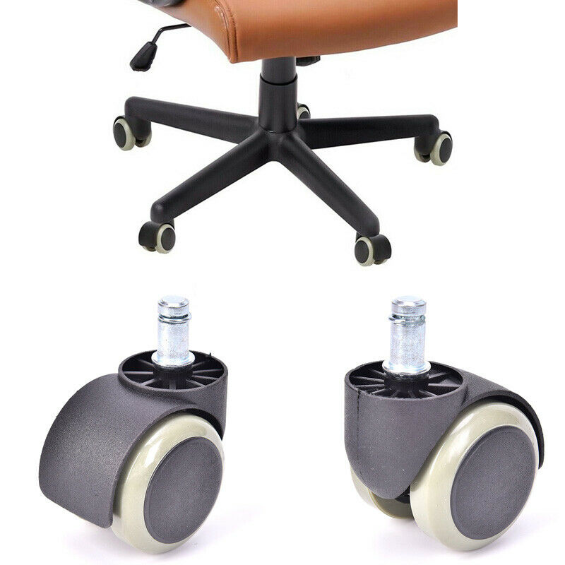 Soft PU Casters Wheels For Office Chair Hardwood Heavy Duty Replacement Set Ew