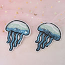 2Xsequin jellyfish embroidered iron on sew patch badge motif bag dress appli ME