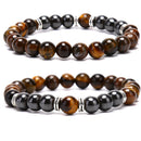 Natural Stone Tiger Eye Beads Hematite Stretch Bracelet Men Charm Bangle Jewel3C