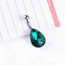 Fashion Tear Drop Rhinestone Button Barbell Bar Belly Navel Ring Body Pierc H7F5
